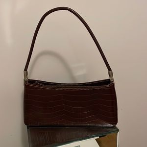 Burgundy Crocodile print shoulder bag